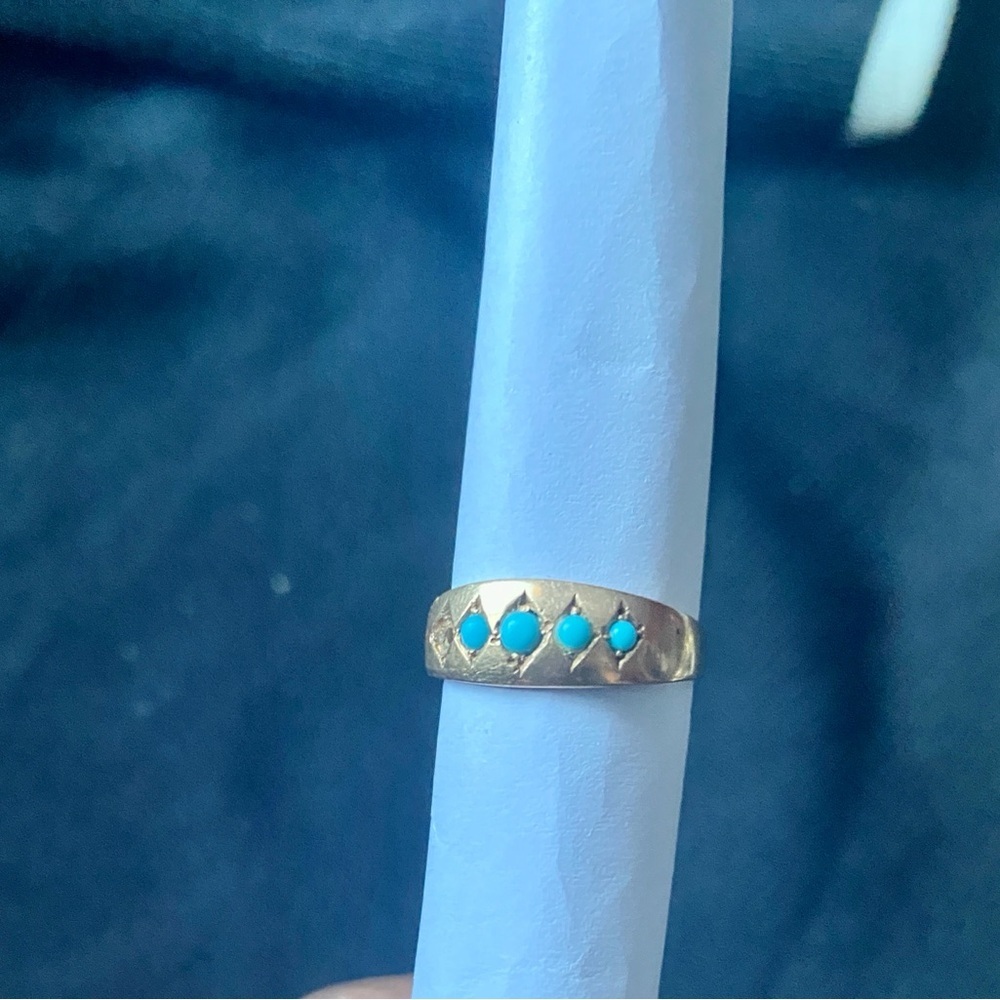 Victorian Gypsy 14k Yellow Gold With Turquoise Women's Ring